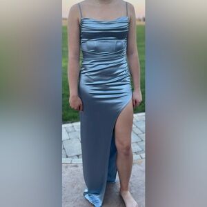 Women’s long blue dress